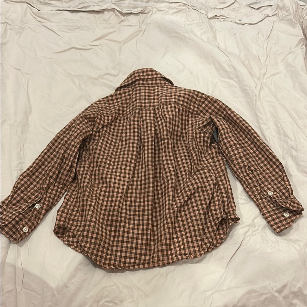 Ralph Lauren Brown Button Down Shirt Classic Gingham Pattern - Picture 3 of 3